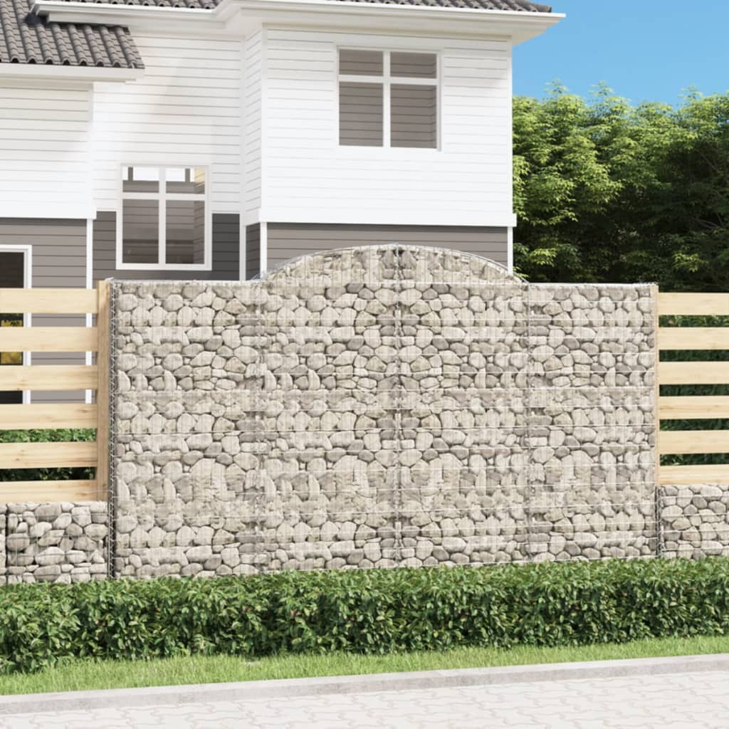 vidaXL Arched Gabion Baskets 4 pcs 300x50x180/200 cm Galvanised Iron