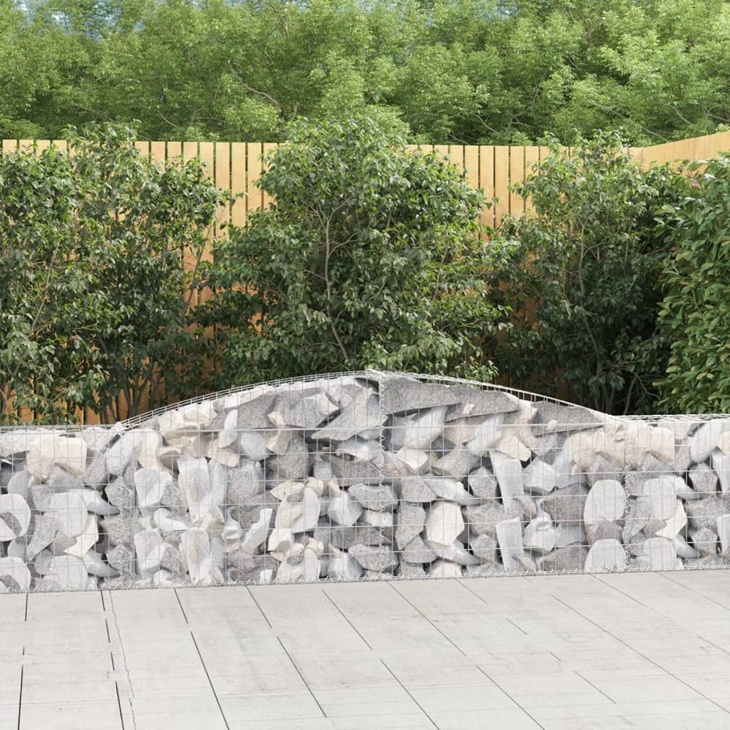 vidaXL Arched Gabion Baskets 2 pcs 400x30x60/80 cm Galvanised Iron