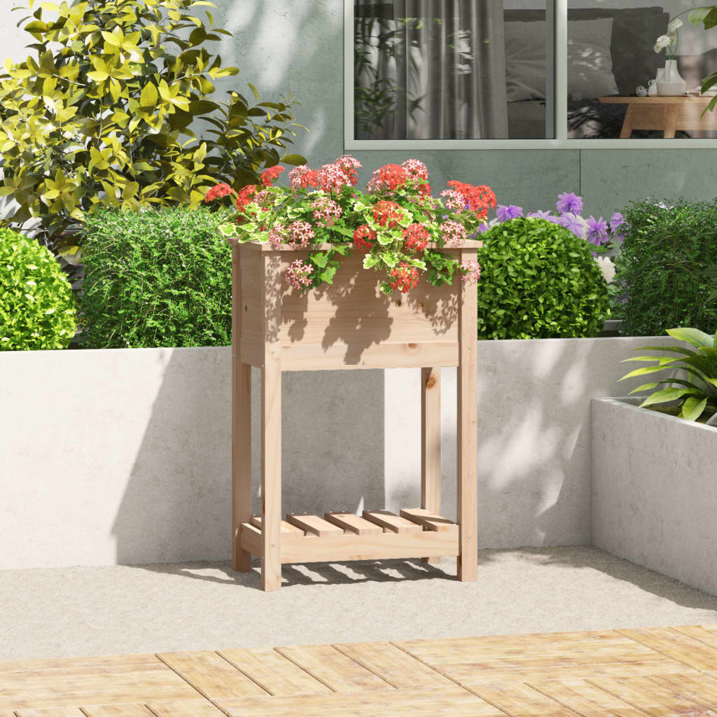 vidaXL Planter with Shelf 54x34.5x81 cm Solid Wood Pine