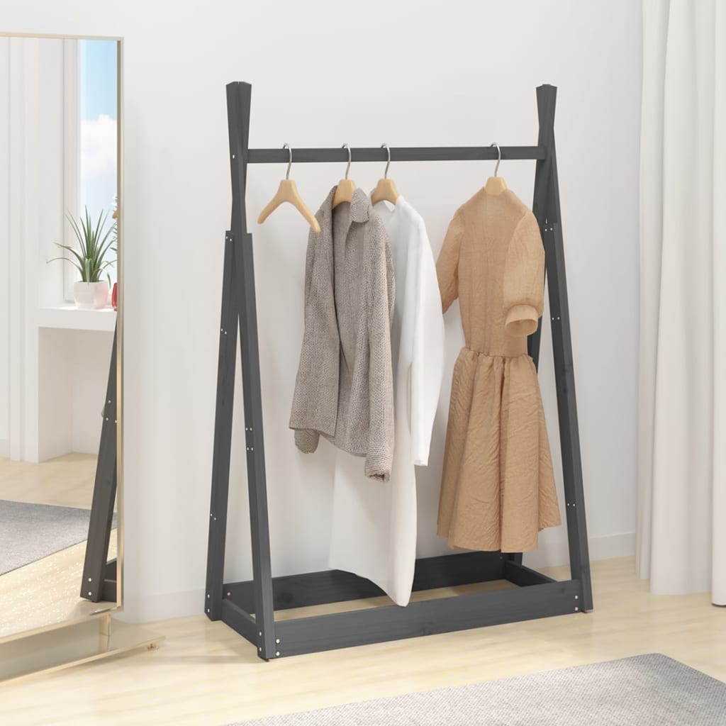 vidaXL Clothes Rack Grey 100x45x150 cm Solid Wood Pine