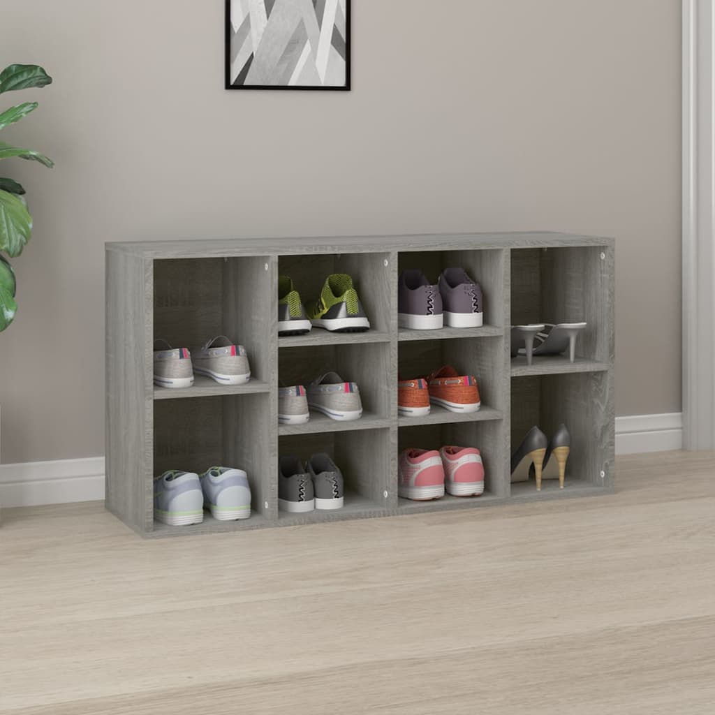 vidaXL Shoe Bench Grey Sonoma 103x30x54.5 cm Engineered Wood