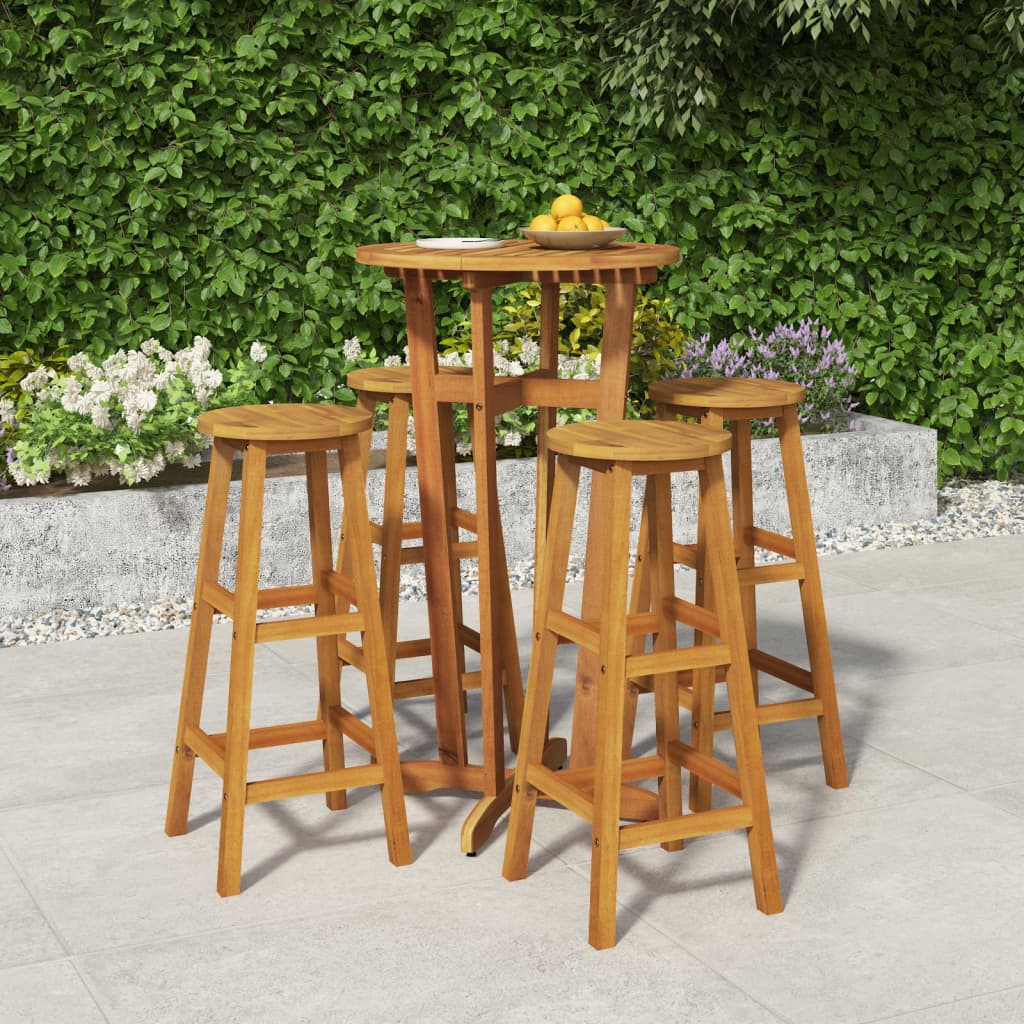 vidaXL 5 Piece Garden Dining Set Solid Wood Acacia