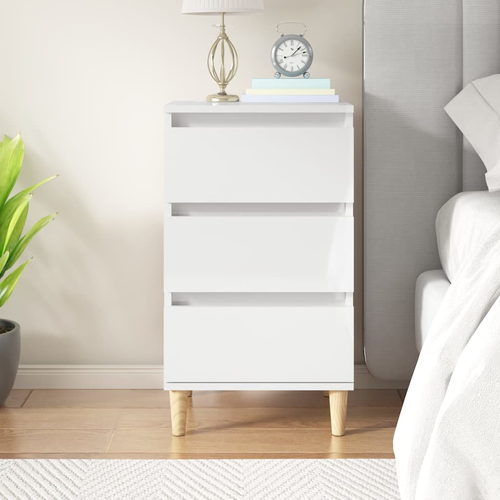 vidaXL Bedside Cabinet High Gloss White 40x35x70 cm Engineered Wood