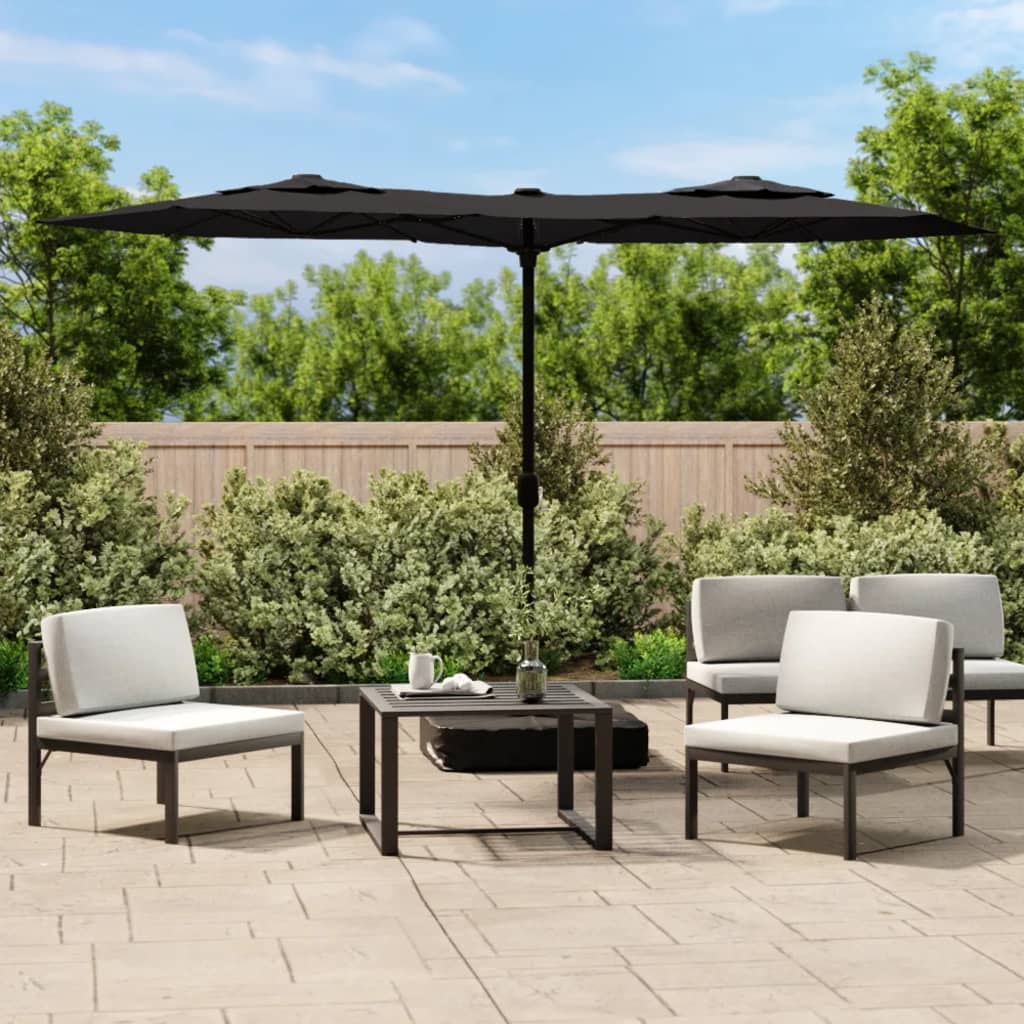 vidaXL Double-Head Parasol Black 316x240 cm