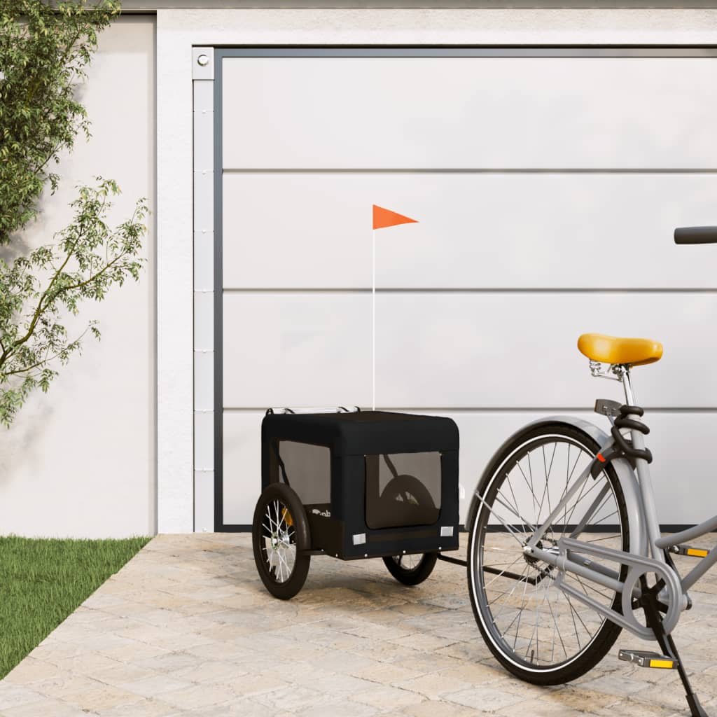 vidaXL Dog Bike Trailer Black Oxford Fabric&Iron