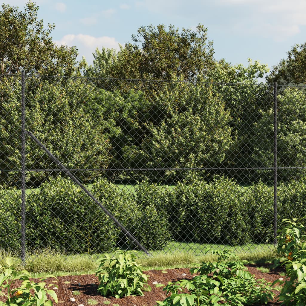 vidaXL Chain Link Fence with Flange Anthracite 1.8x25 m