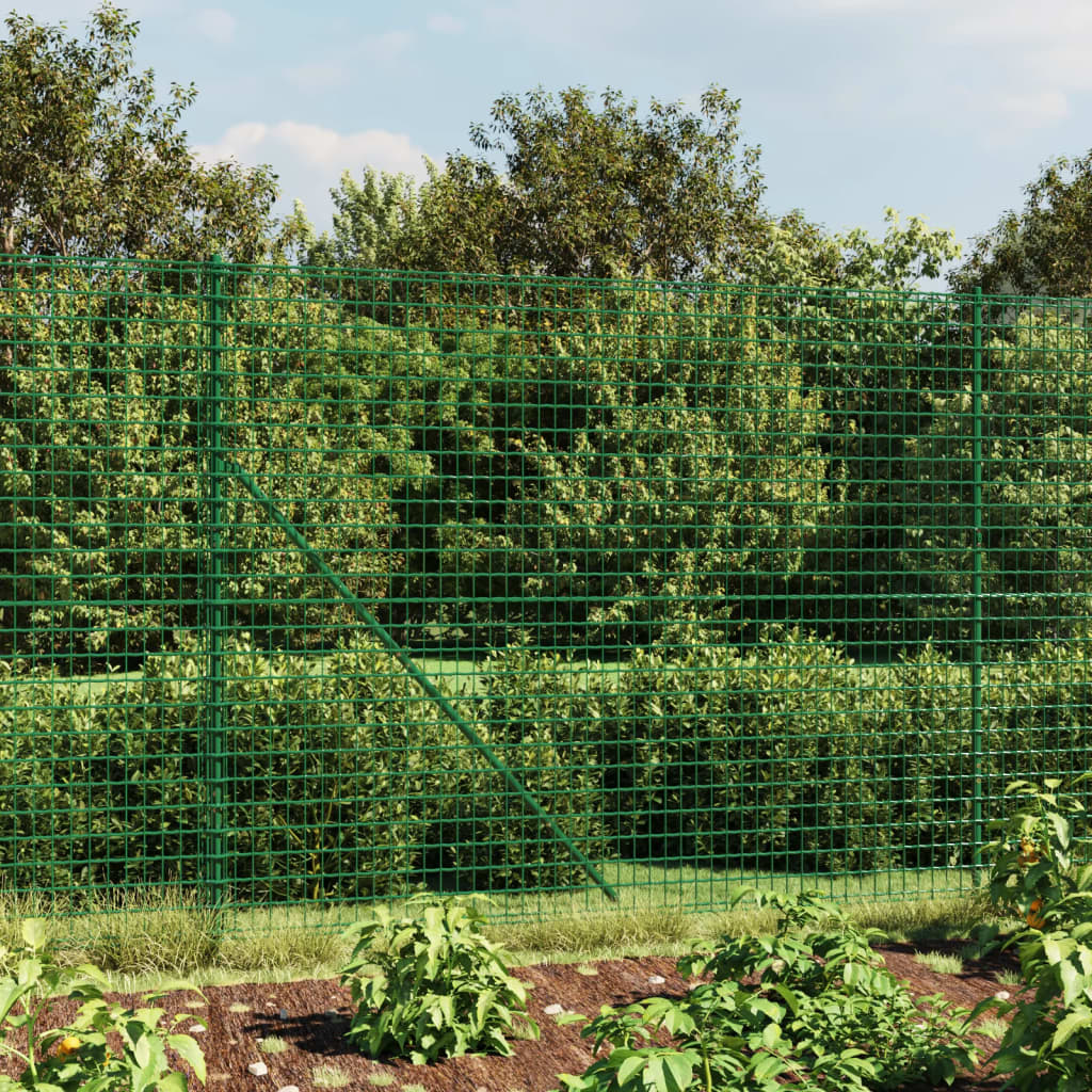 vidaXL Wire Mesh Fence with Flange Green 2x25 m
