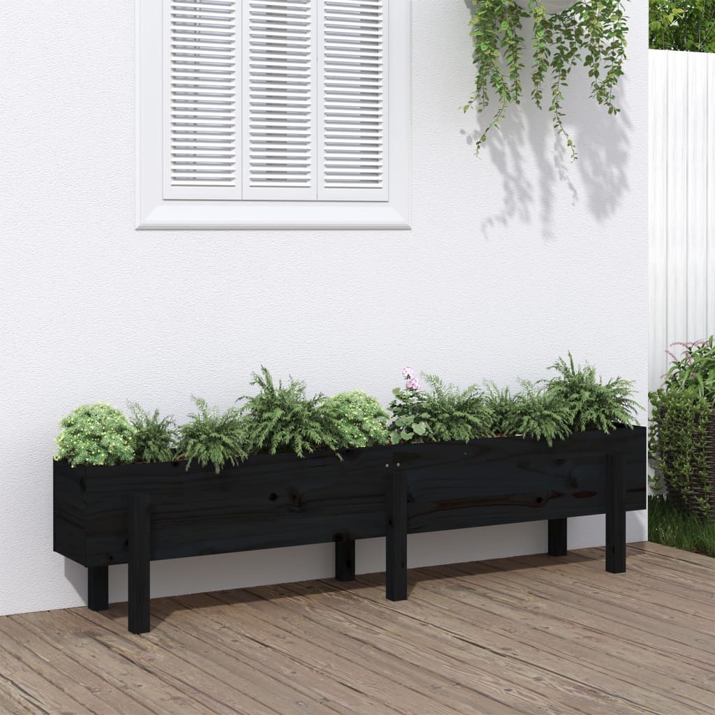 vidaXL Garden Raised Bed Black 160x30x38 cm Solid Wood Pine