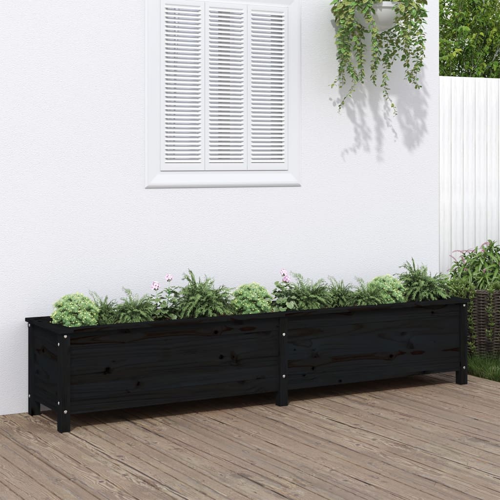 vidaXL Garden Raised Bed Black 199.5x40x39 cm Solid Wood Pine