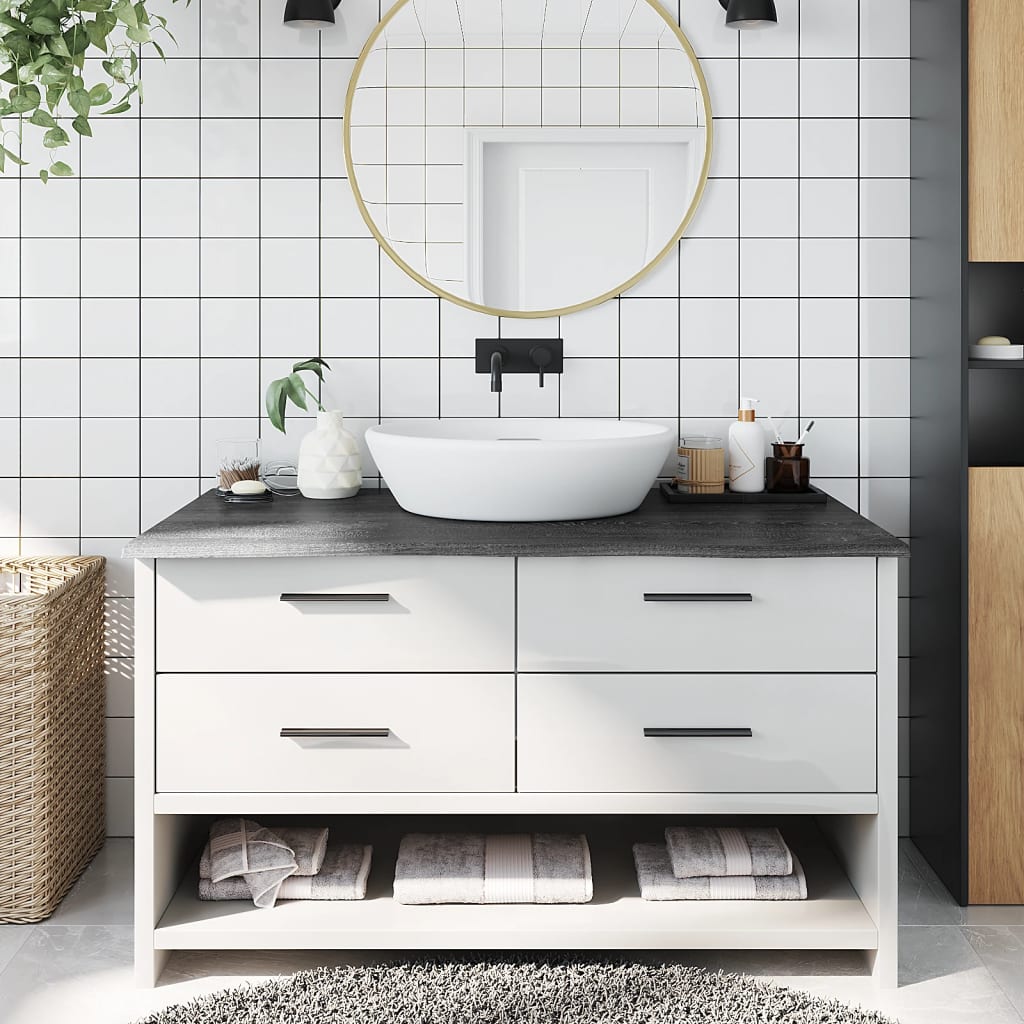 vidaXL Bathroom Countertop Dark Grey 100x60x2 cm Treated Solid Wood