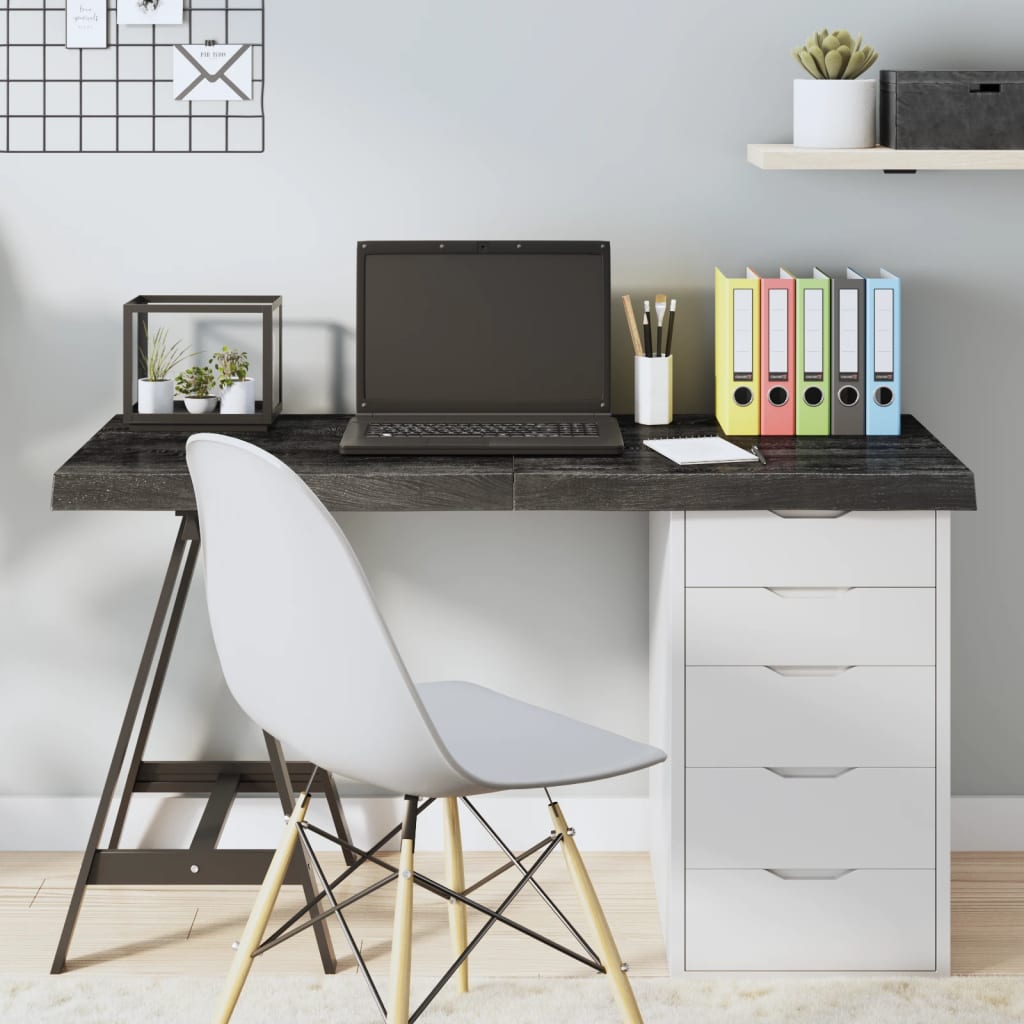 vidaXL Table Top Dark Grey 120x40x(2-6) cm Treated Solid Wood Oak