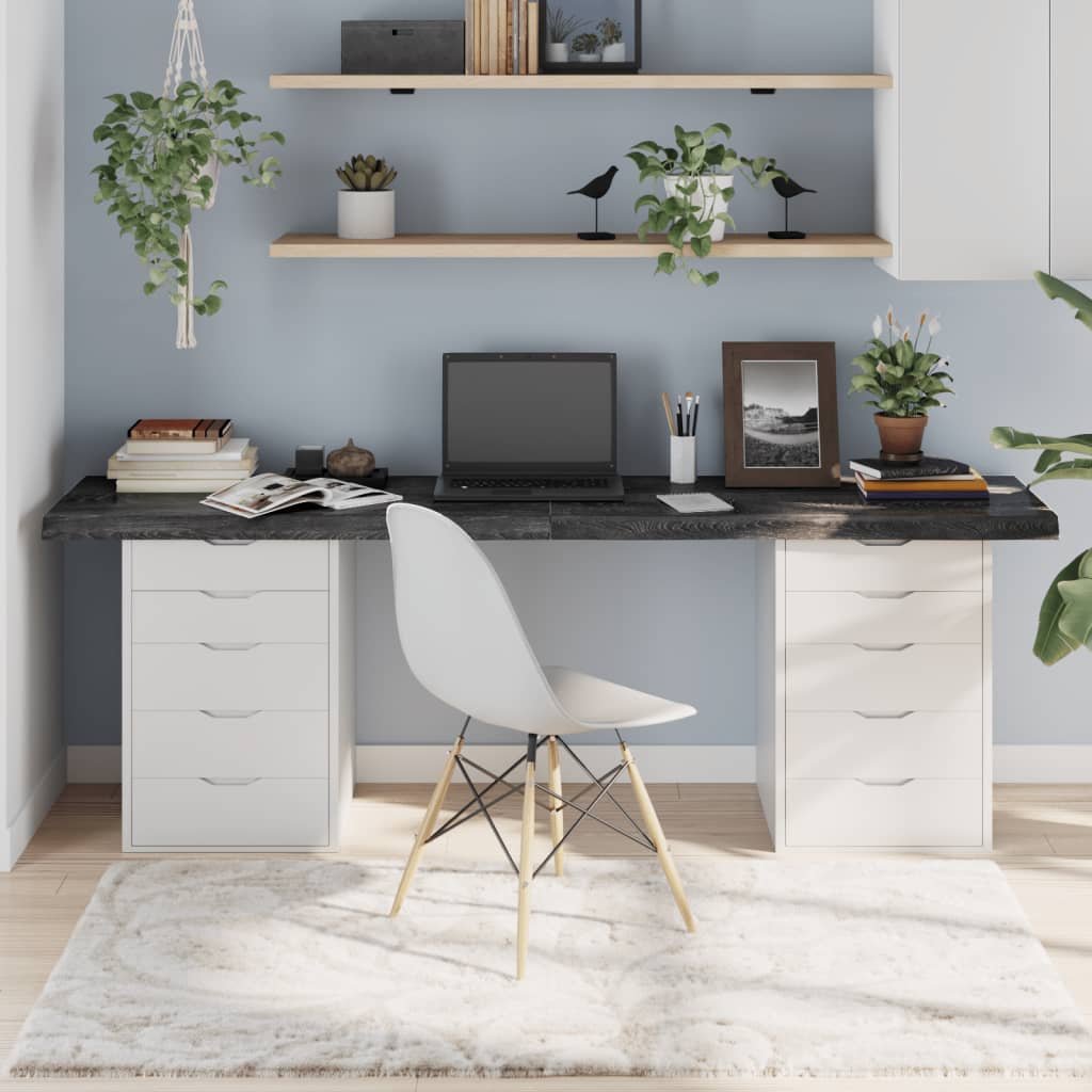 vidaXL Table Top Dark Grey 200x60x(2-6) cm Treated Solid Wood Oak