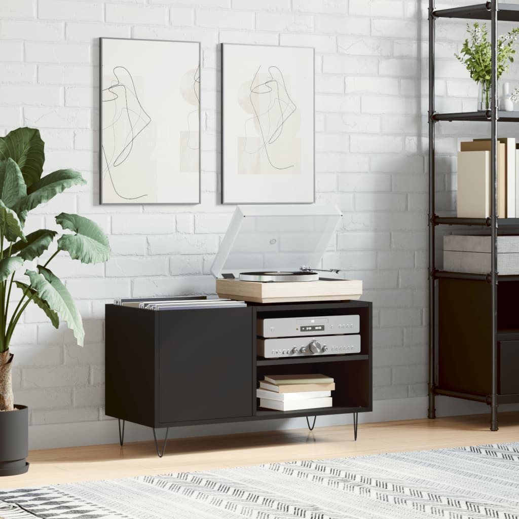 vidaXL Record Cabinet Black 85x38x48 cm Engineered Wood