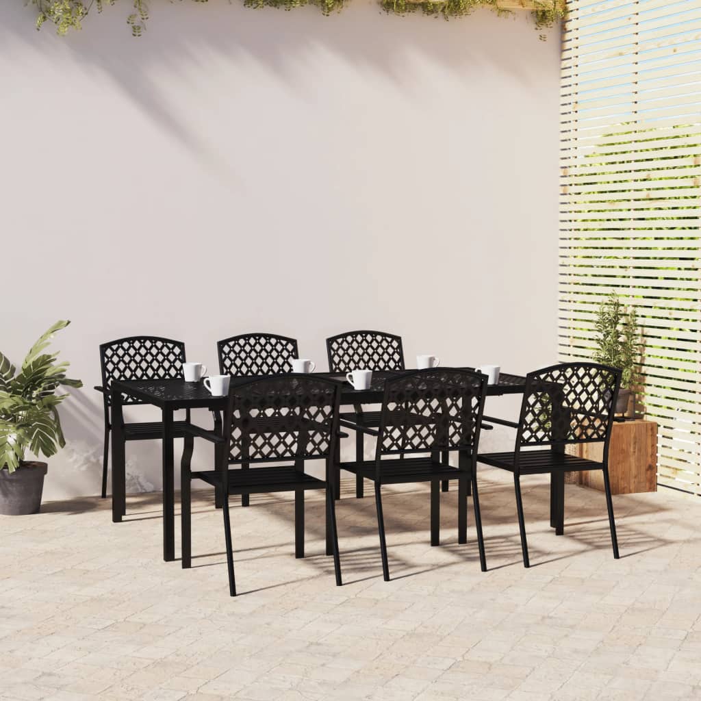 vidaXL 7 Piece Garden Dining Set Anthracite Steel