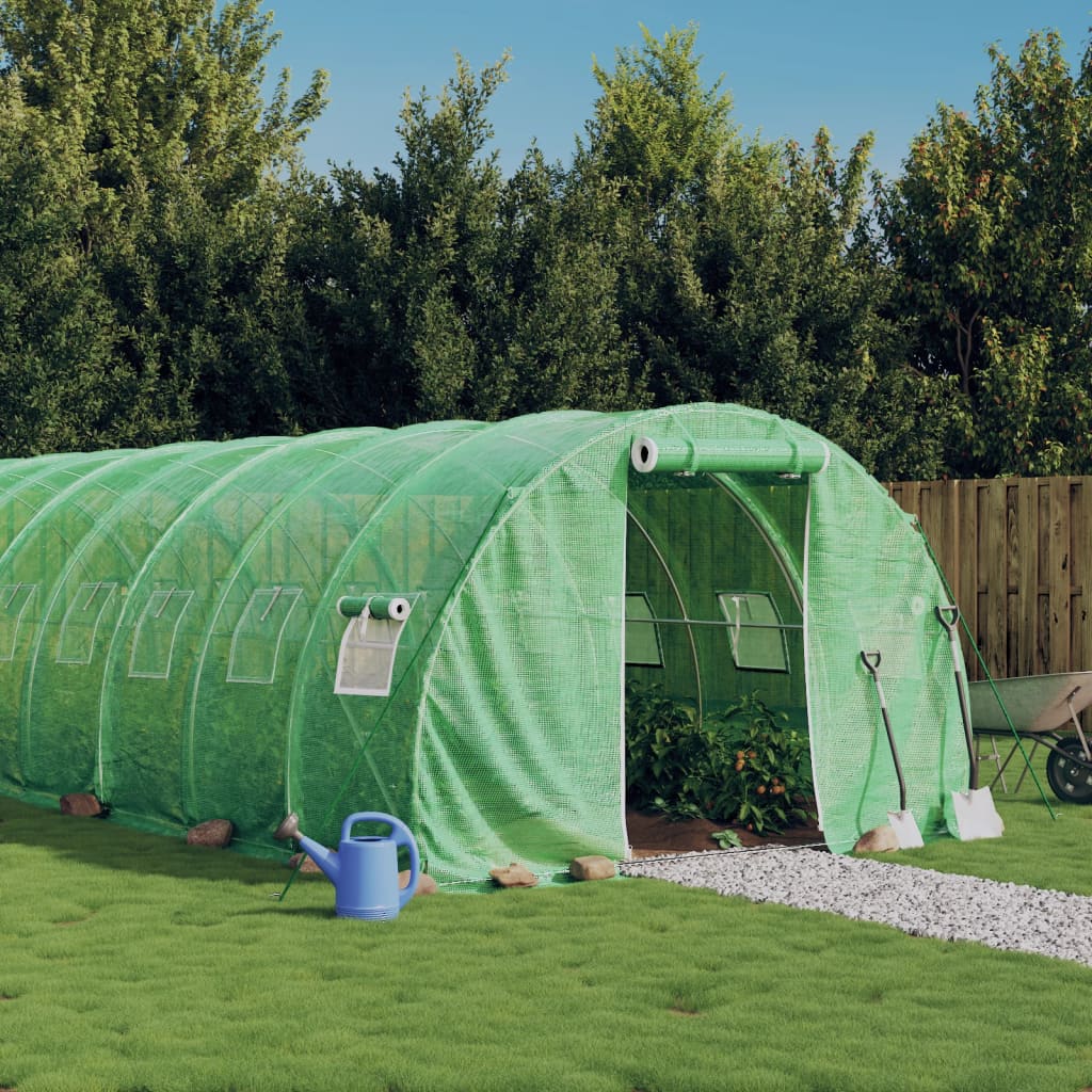 vidaXL Greenhouse with Steel Frame Green 60 mŒ_ 20x3x2 m