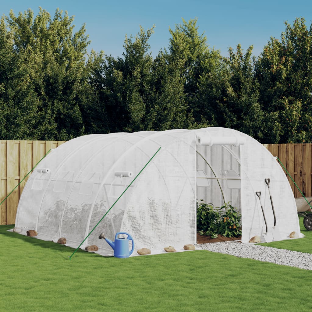 vidaXL Greenhouse with Steel Frame White 16 mŒ_ 4x4x2 m