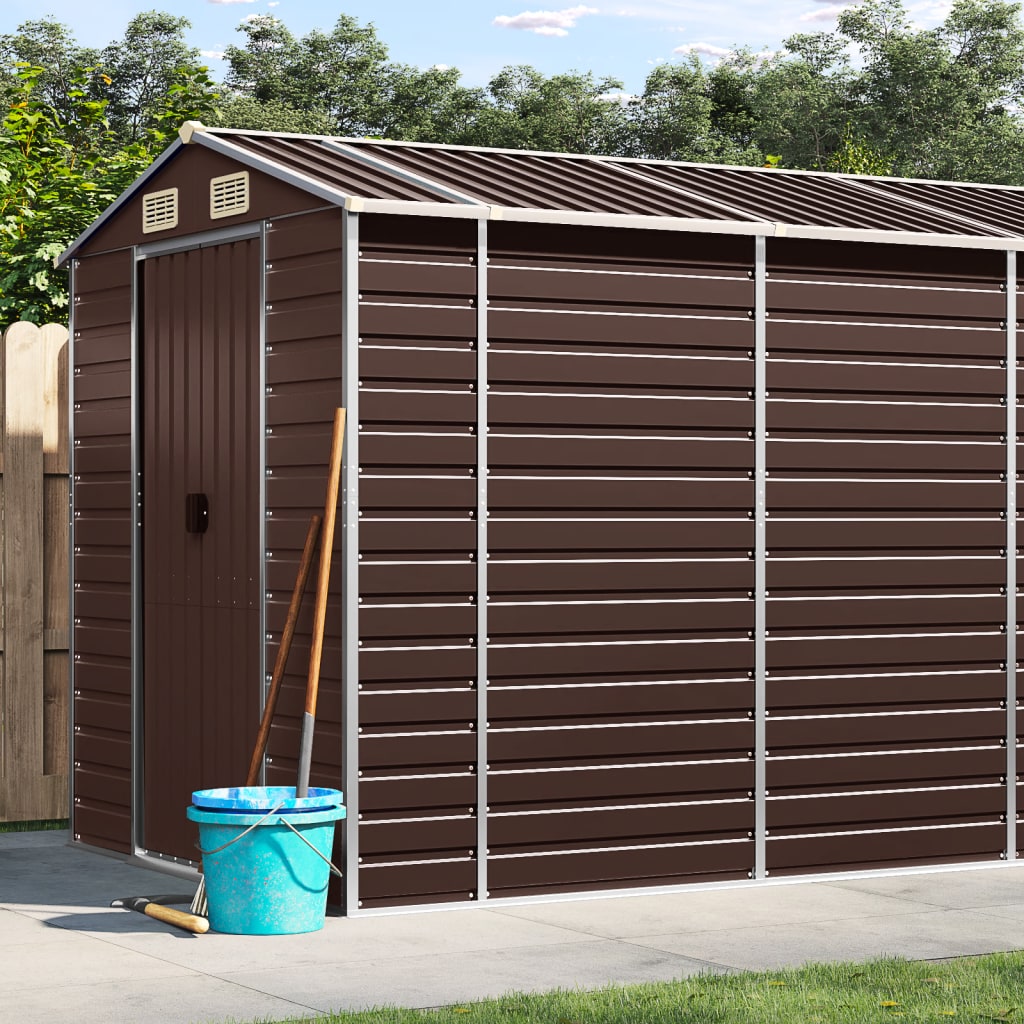 vidaXL Garden Shed Brown 191x895x198 cm Galvanised Steel