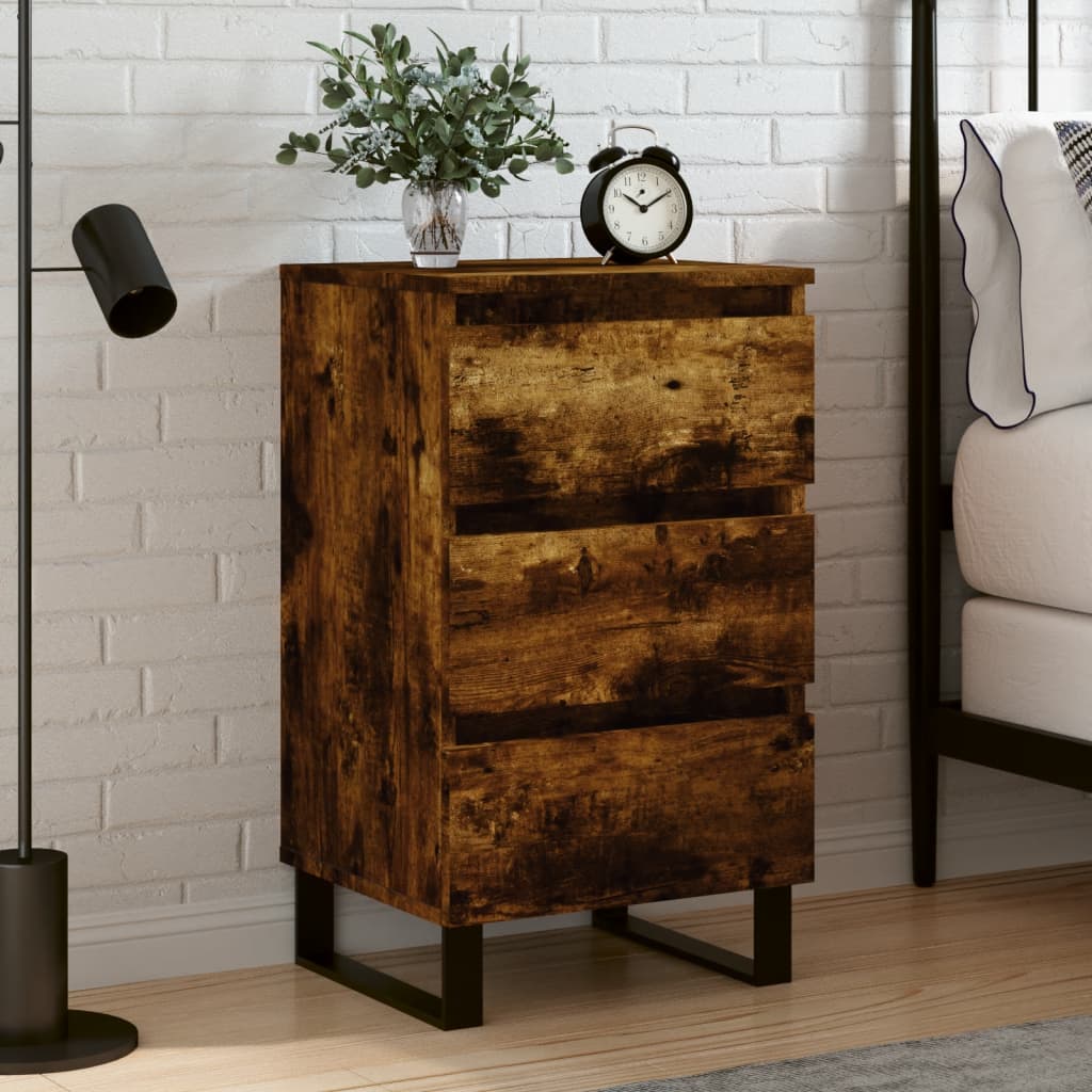 vidaXL Bedside Cabinet Smoked Oak 40x35x69 cm Engineered Wood