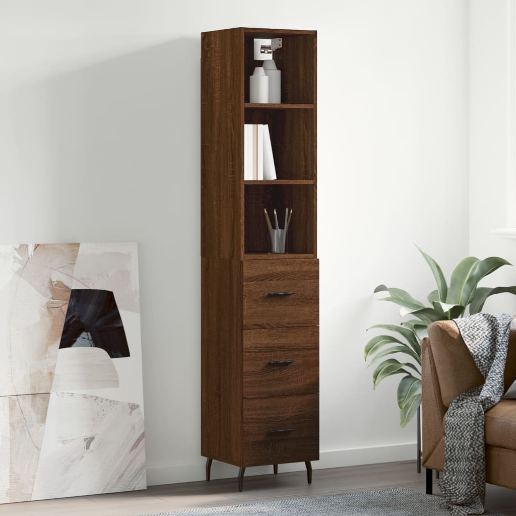 vidaXL Highboard Brown Oak 34.5x34x180 cm Engineered Wood
