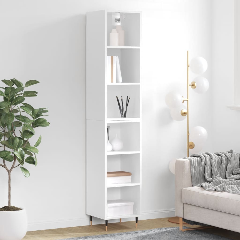 vidaXL Highboard High Gloss White 34.5x32.5x180 cm Engineered Wood