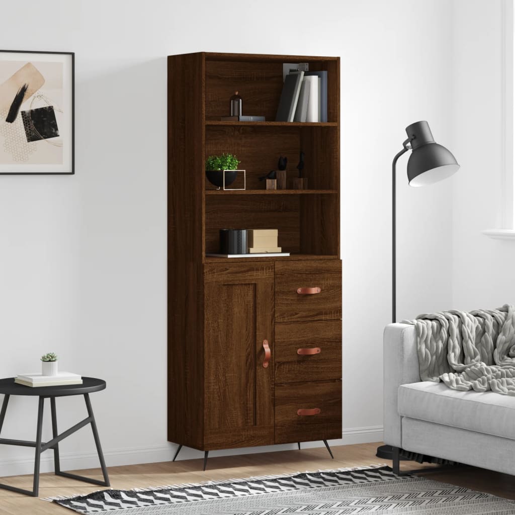 vidaXL Highboard Brown Oak 69.5x34x180 cm Engineered Wood