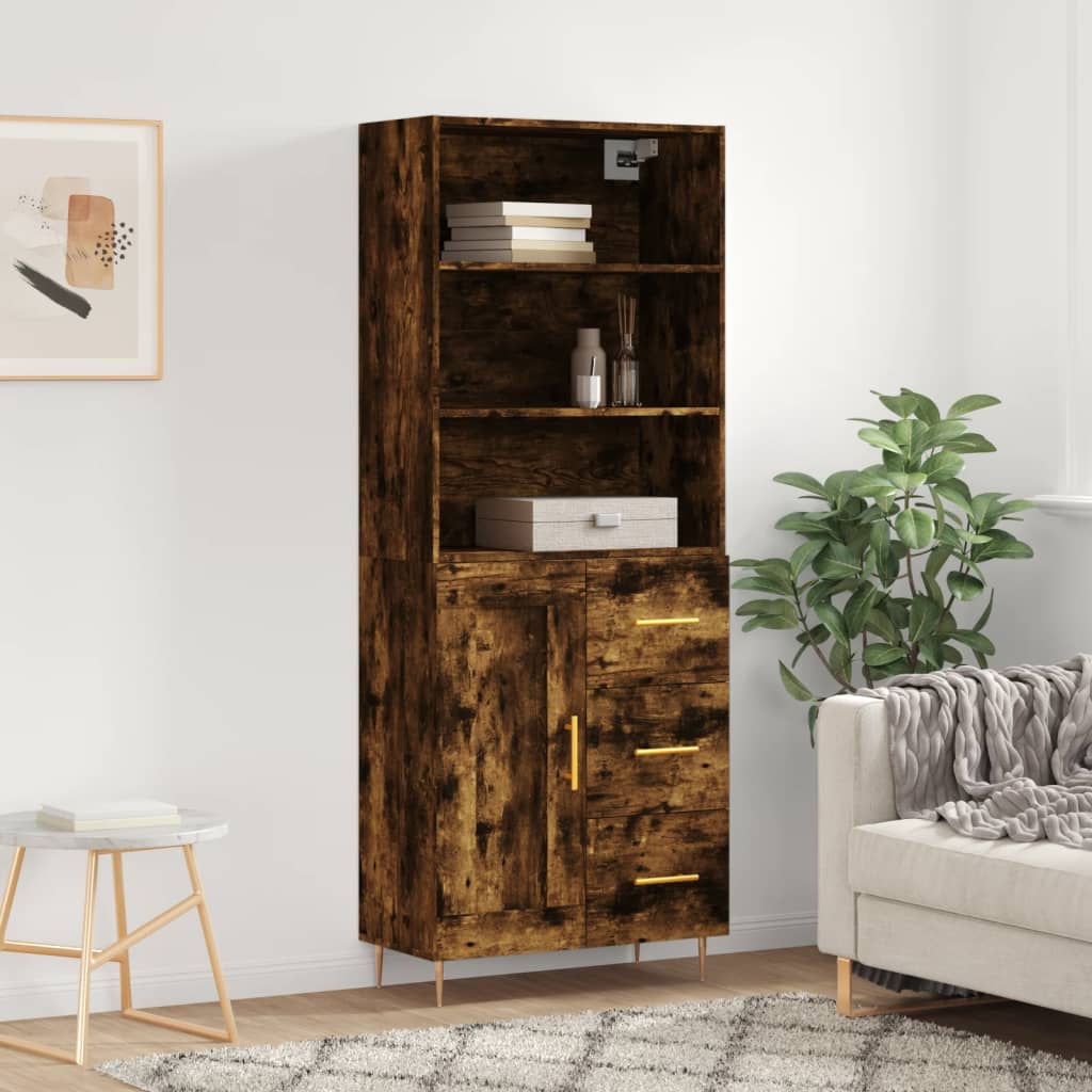 vidaXL Highboard Smoked Oak 69.5x34x180 cm Engineered Wood