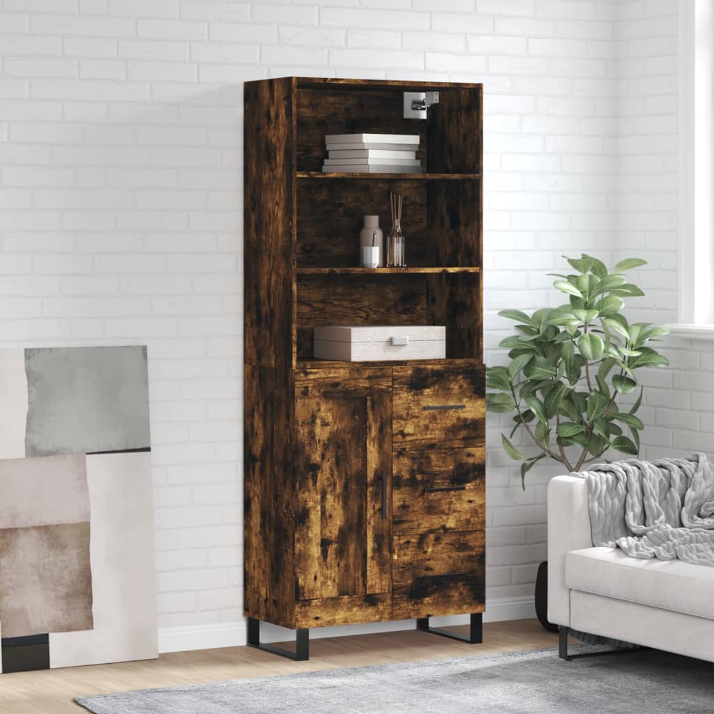vidaXL Highboard Smoked Oak 69.5x34x180 cm Engineered Wood