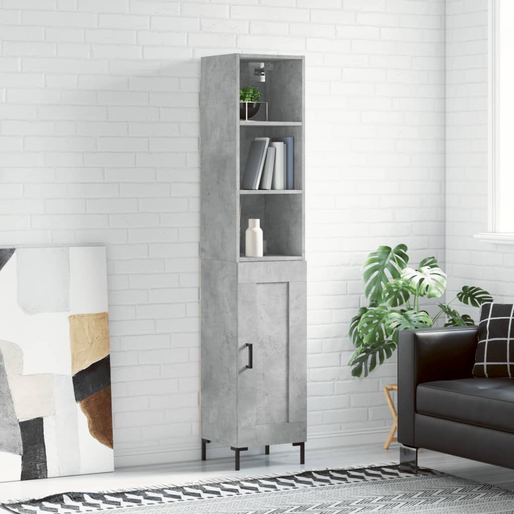 vidaXL Highboard Concrete Grey 34.5x34x180 cm Engineered Wood