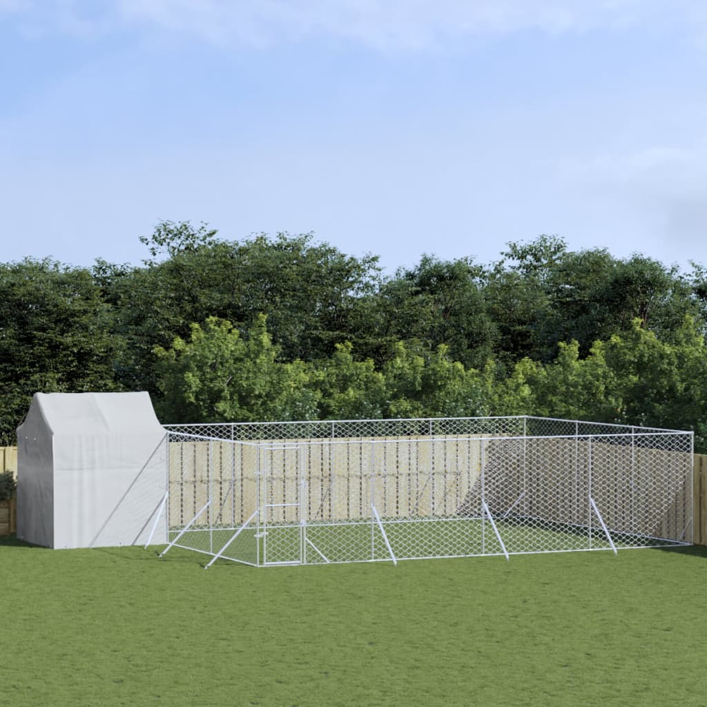 vidaXL Outdoor Dog Kennel with Roof Silver 10x6x2.5 m Galvanised Steel