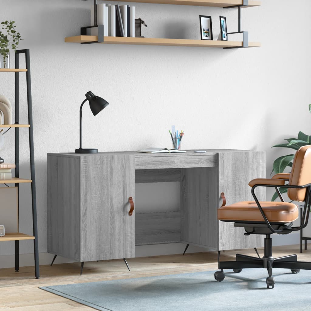 vidaXL Desk Grey Sonoma 140x50x75 cm Engineered Wood