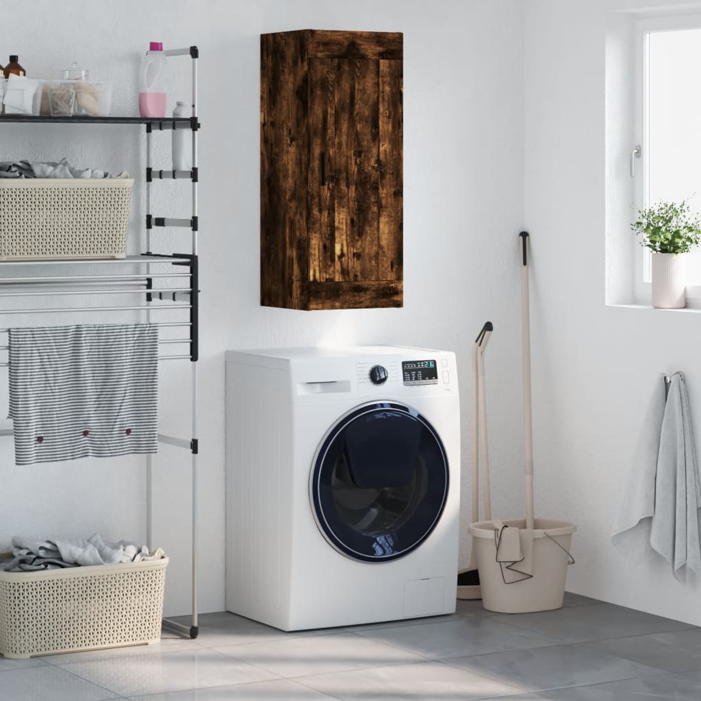 vidaXL Wall Mounted Cabinet Smoked Oak 34.5x34x90 cm Engineered Wood