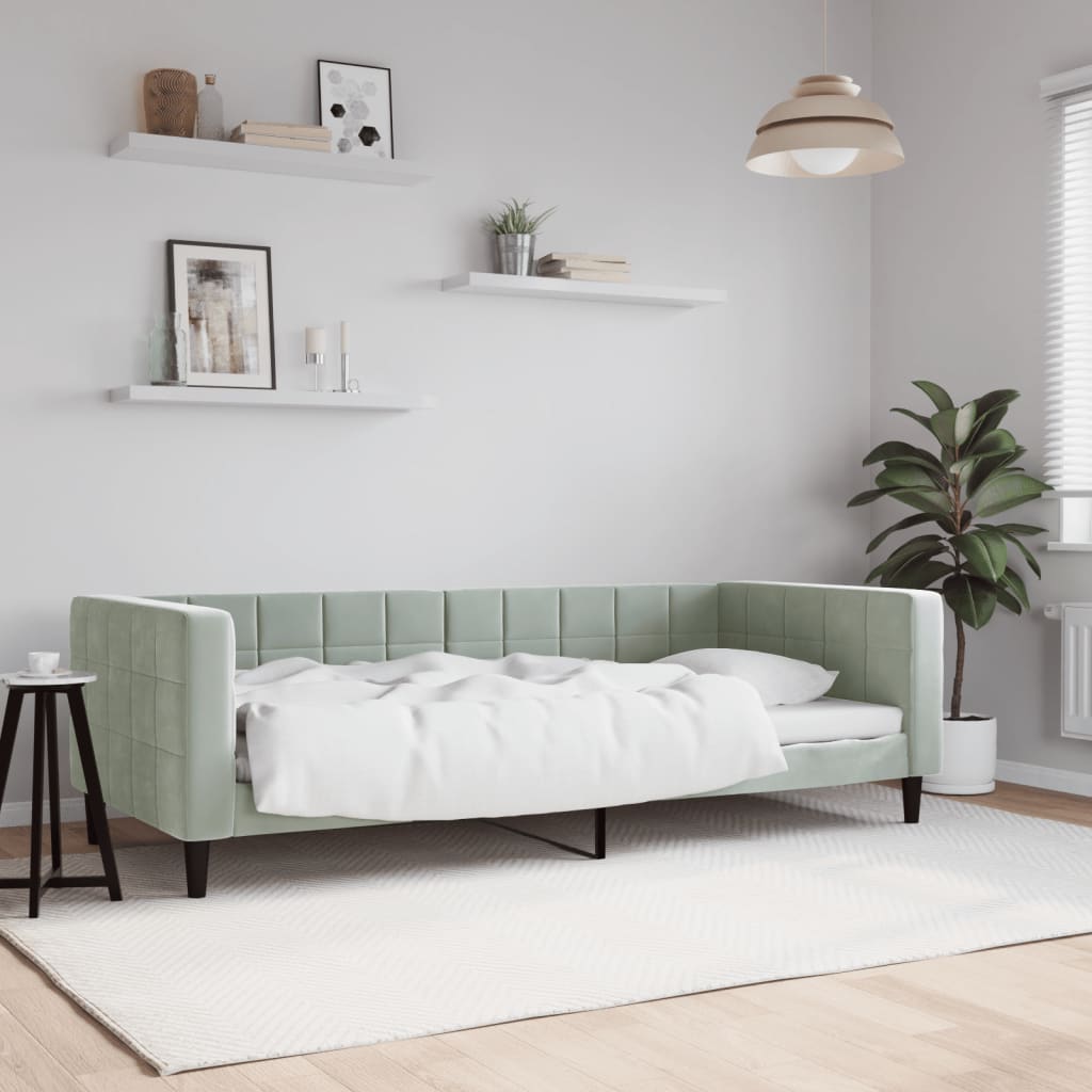 vidaXL Day Bed Light Grey 90x190 cm Velvet