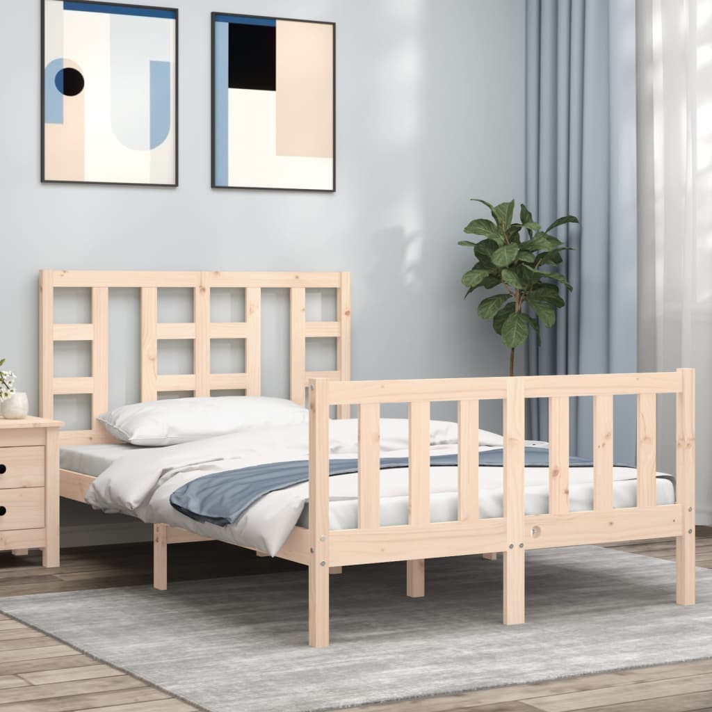 vidaXL Bed Frame with Headboard 120x200 cm Solid Wood