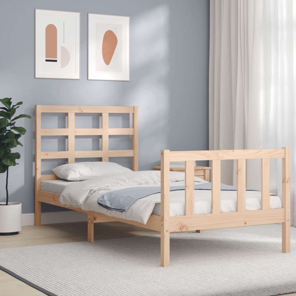 vidaXL Bed Frame with Headboard 90x190 cm Solid Wood