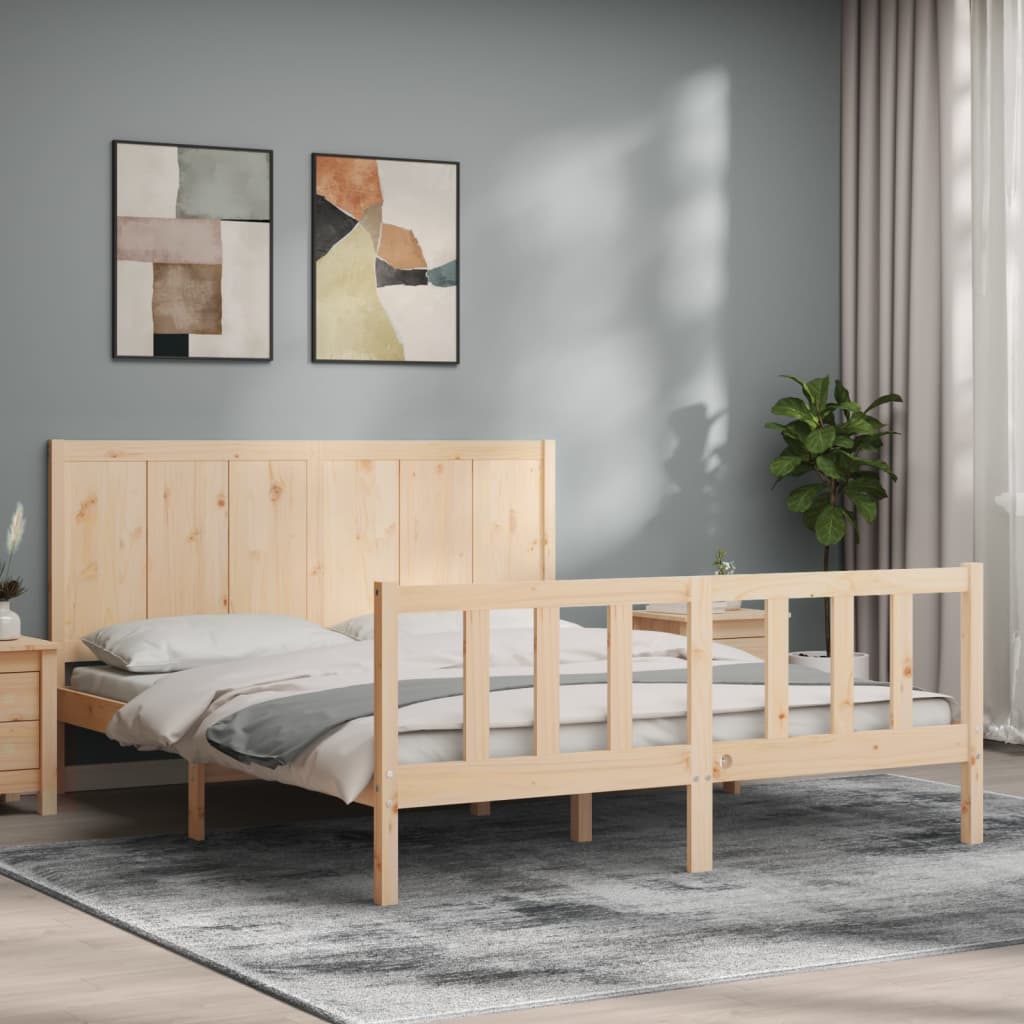 vidaXL Bed Frame with Headboard 160x200 cm Solid Wood