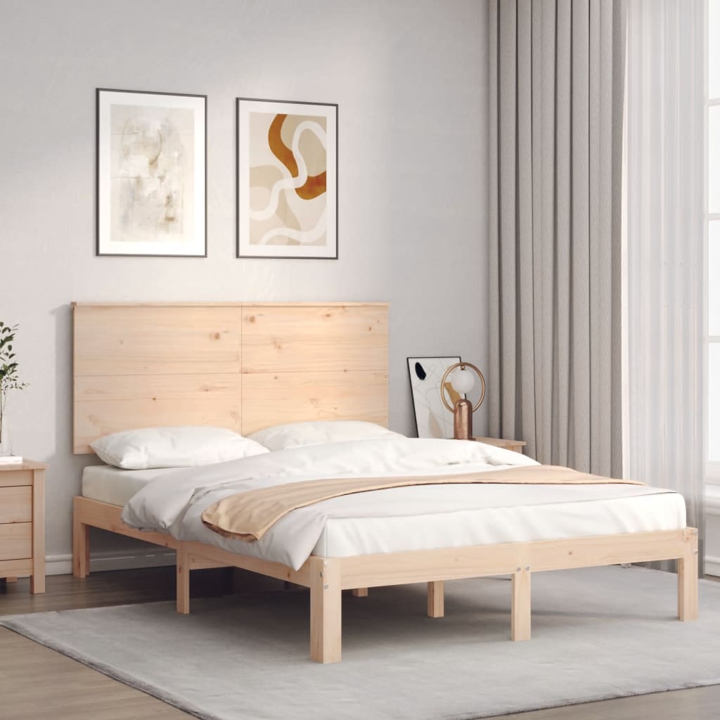 vidaXL Bed Frame with Headboard 120x200 cm Solid Wood
