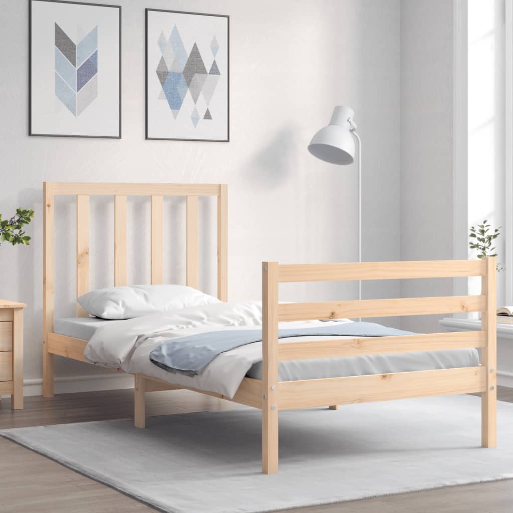 vidaXL Bed Frame with Headboard 100x200 cm Solid Wood