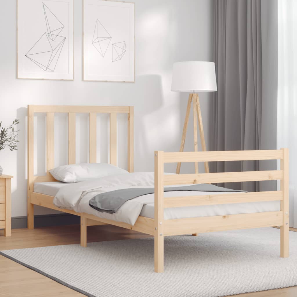 vidaXL Bed Frame with Headboard 90x200 cm Solid Wood