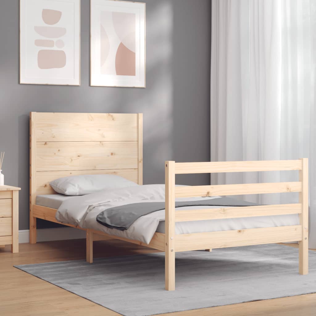 vidaXL Bed Frame with Headboard 90x200 cm Solid Wood