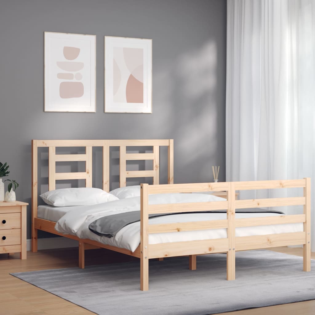 vidaXL Bed Frame with Headboard 140x200 cm Solid Wood