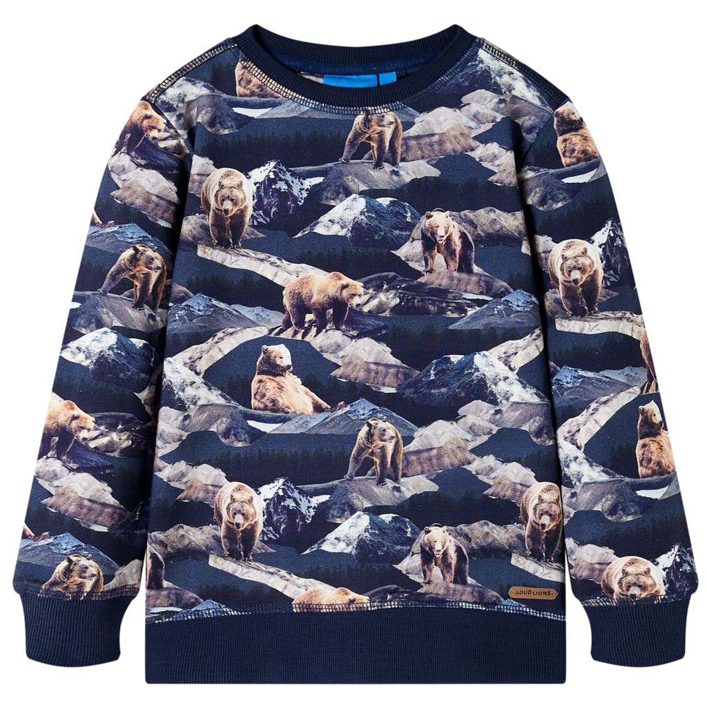 Kids' Sweatshirt Bear Print Navy 140