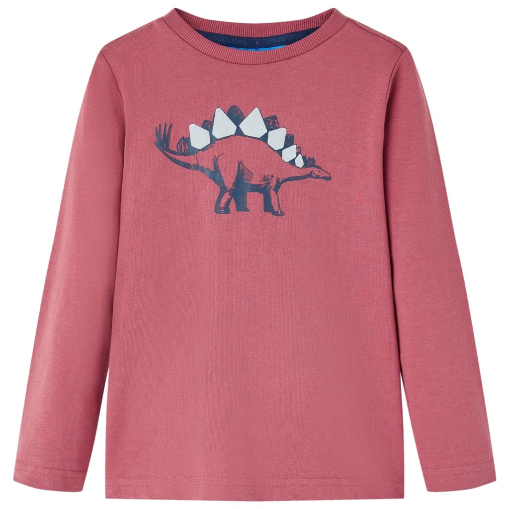 Kids' T-shirt with Long Sleeves Dinosaur Print Dark Red 116