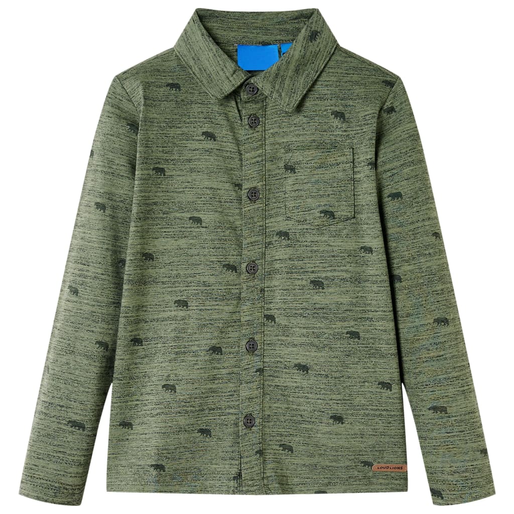 Kids' Shirt Cattle Print Khaki Melange 104