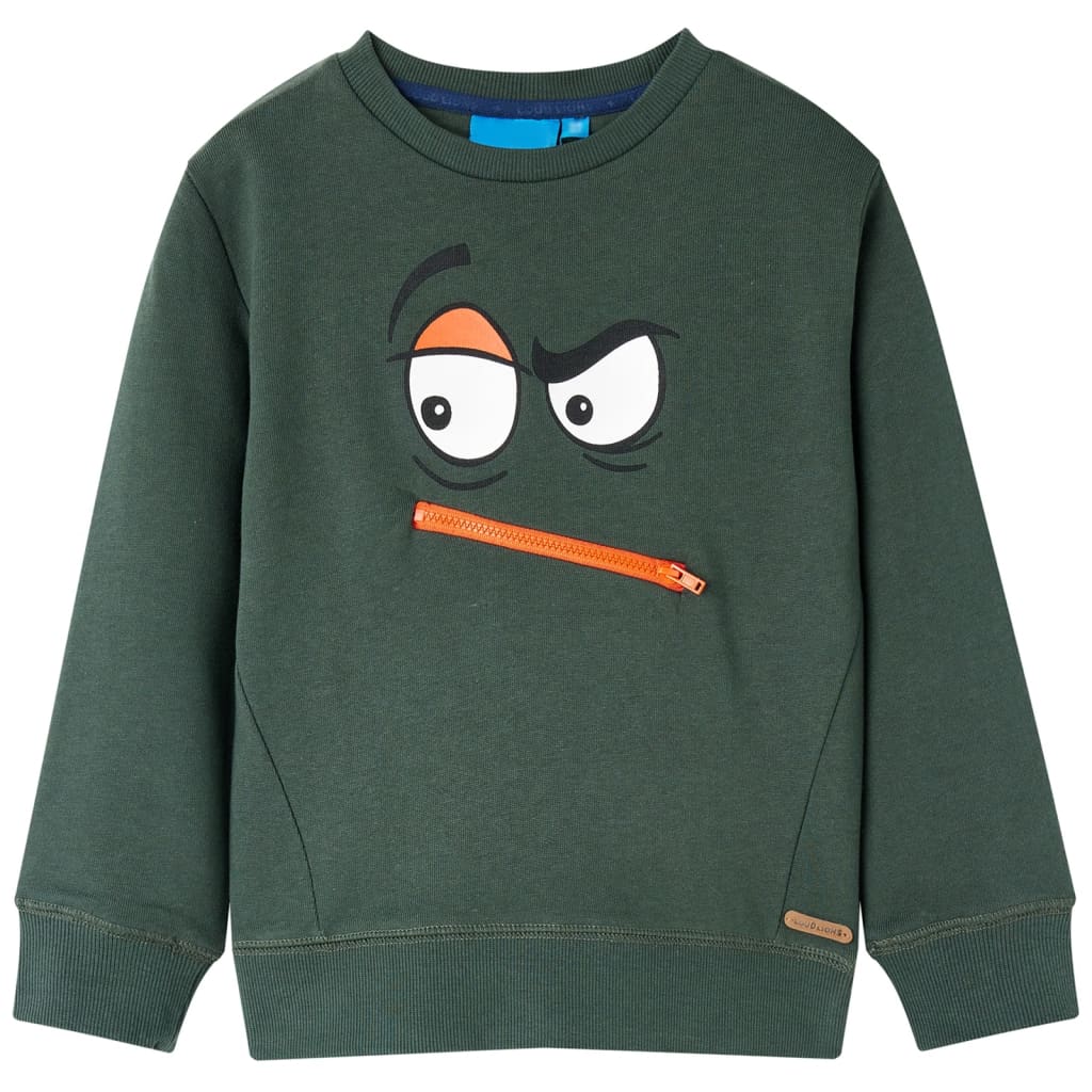 Kids' Sweatshirt Face Print Dark Green 92