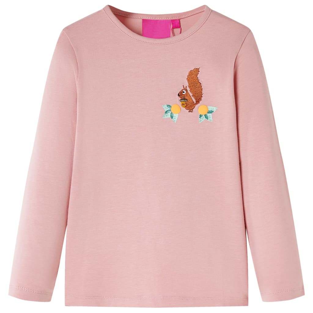 Kids' T-shirt with Long Sleeves Squirrel Design Light Pink 104