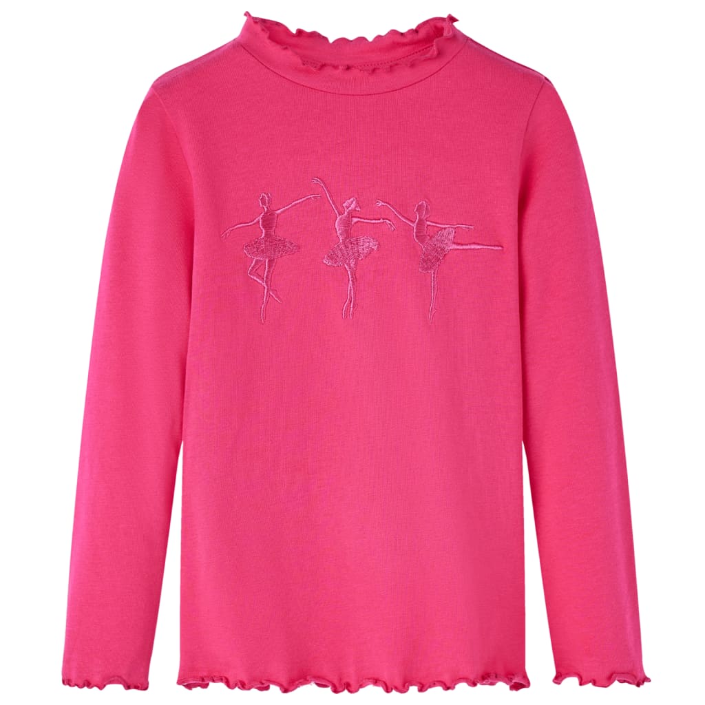 Kids' T-shirt with Long Sleeves Ballerina Girls Design Bright Pink 128