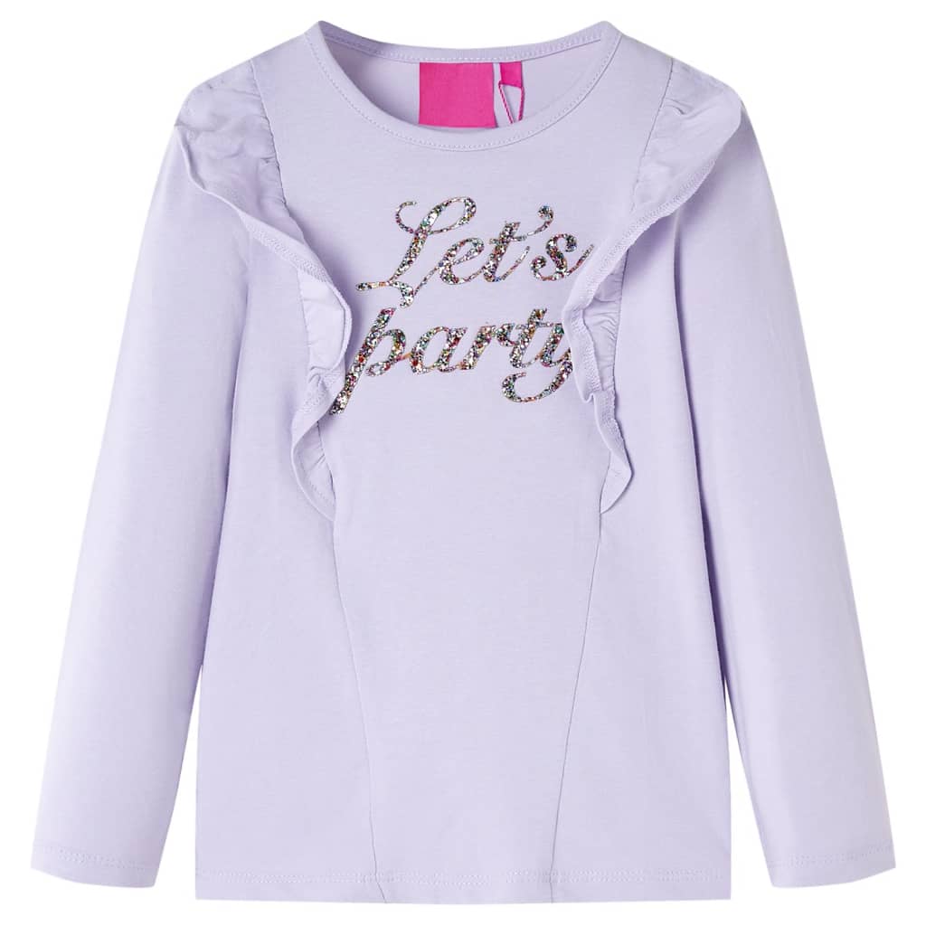 Kids' T-shirt with Long Sleeves Glitter Print Light Lilac 116