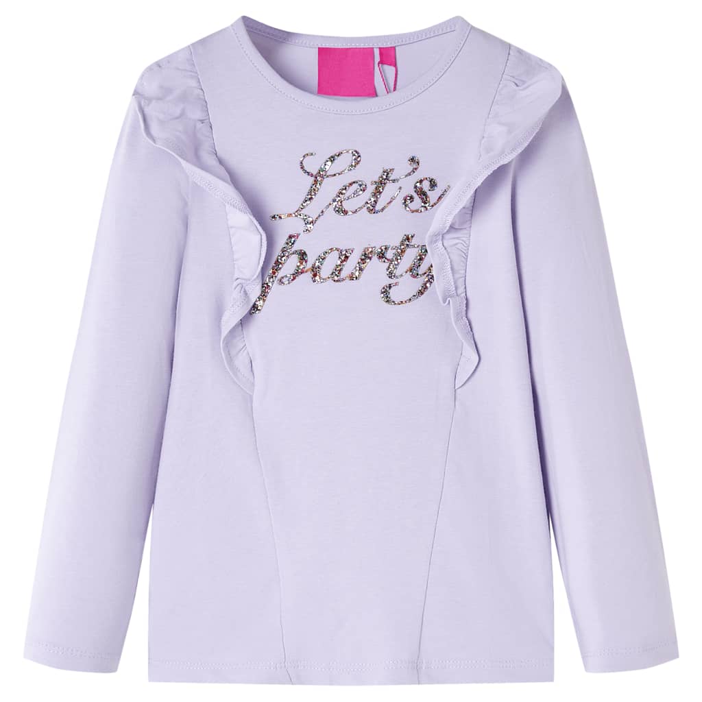 Kids' T-shirt with Long Sleeves Glitter Print Light Lilac 140