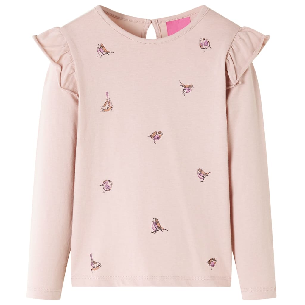 Kids' T-shirt with Long Sleeves Sparrow Print Pink 128