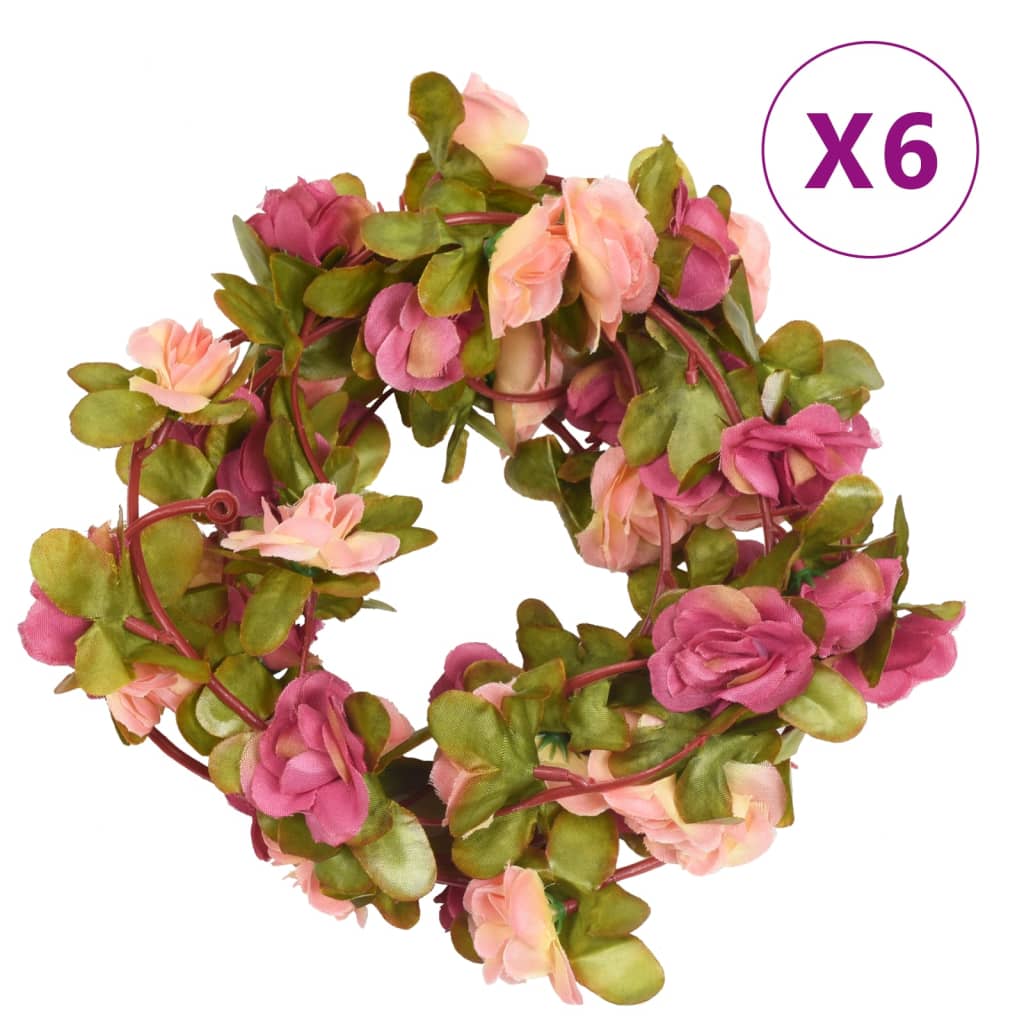 vidaXL Artificial Flower Garlands 6 pcs Rose Red 250 cm